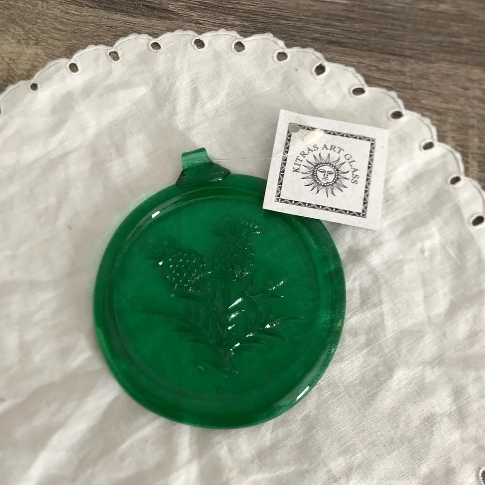 Kitras Art Glass Thistle Suncatcher - Picture 1 of 8